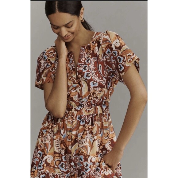 Anthropologie The Somerset Maxi Dress, Bronze, Size XS NWT - Picture 7 of 8